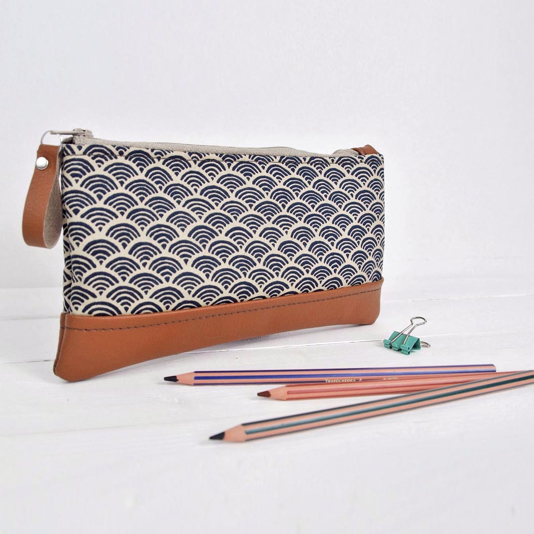 recycled leather pencil case, gifts for students by Lauren Holloway, handmade bags and accessories made in the uk