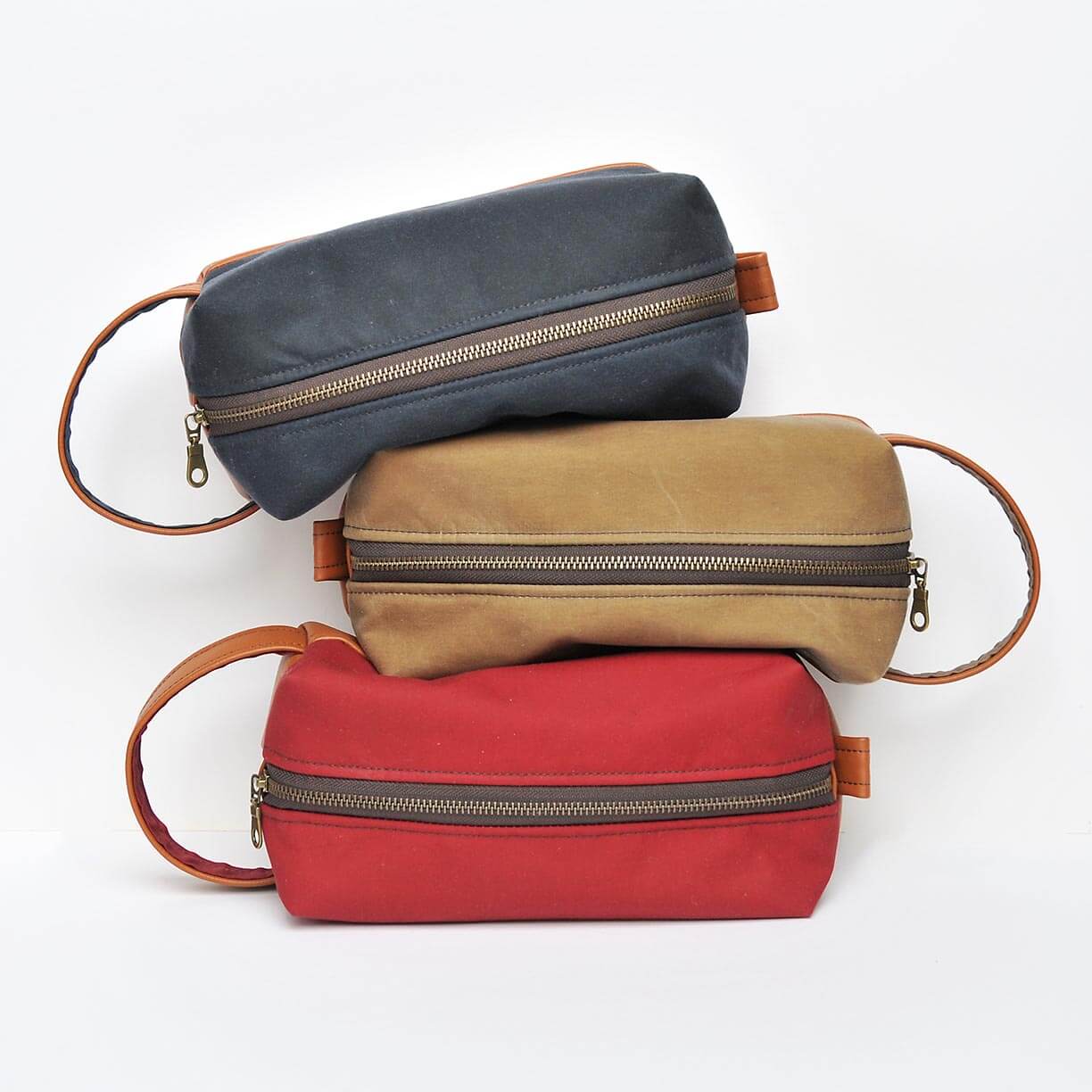 Recycled leather Dopp kit wash bags