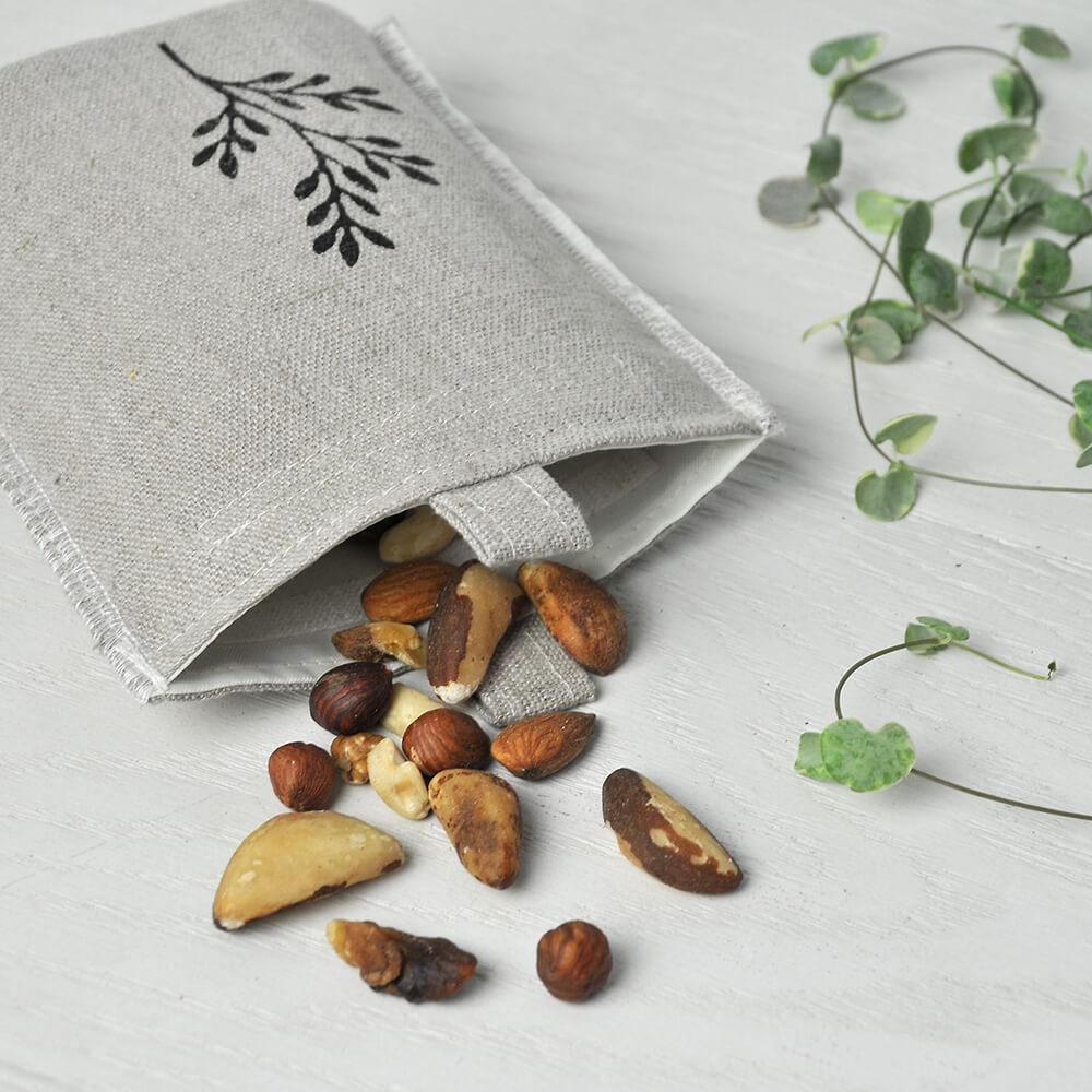 Natural linen reusable snack bag by Lauren Holloway