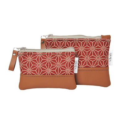 recycled leather coin purse red asanoha
